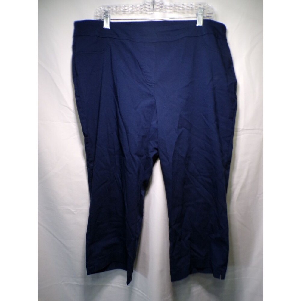 Kim Rogers Women's 18 Navy Blue Cropped Capri Pants Pull On Waist